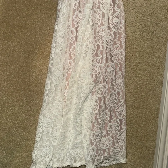 Macy's Beige and White Lace Maxi Dress - Picture 9 of 9